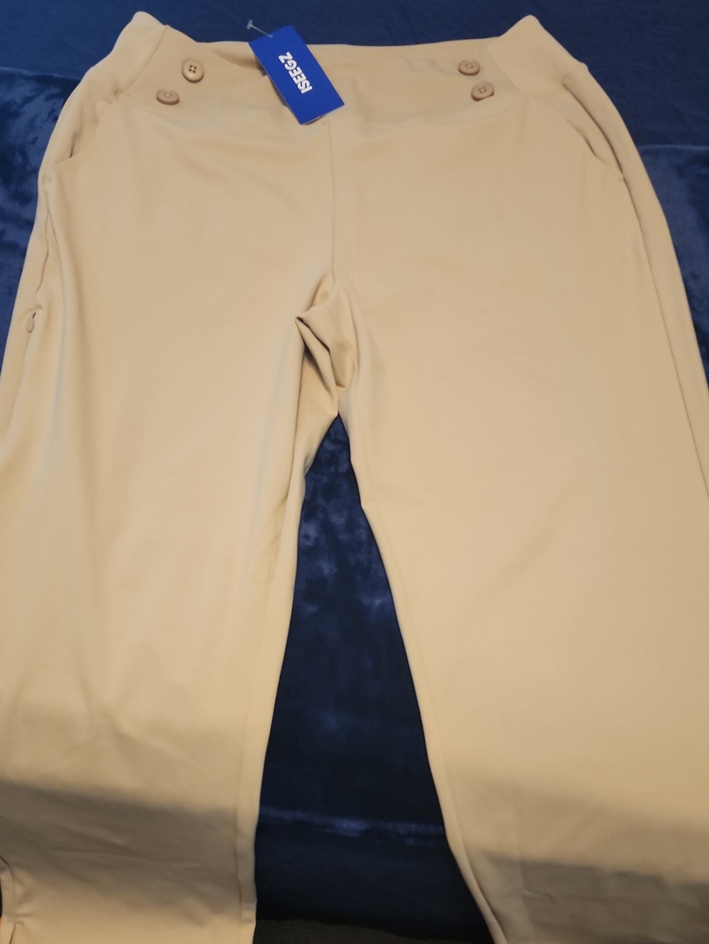 Women's Tan Casual Button-Accent Pants